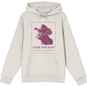 Cowboy Pig "Piggin' Back Rides" Adult Long Sleeve Hoodie - 1 of 2