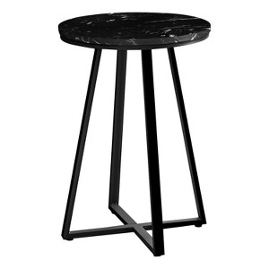 Monarch Specialties Accent Table Side Round End Nightstand Lamp Living Room Bedroom Metal Laminate Black Contemporary Modern - 1 of 4