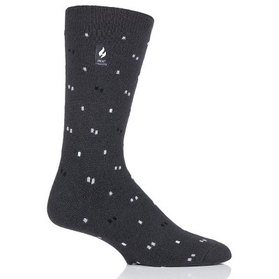 Heat Holders® Men's Micro Pattern ULTRA LITE™ Socks | Thermal Yarn | Lightweight Winter Socks Tight Fit Shoes | Warm + Soft, Hiking, Cabin, Cozy at Home Socks | 3X Warmer Than Cotton