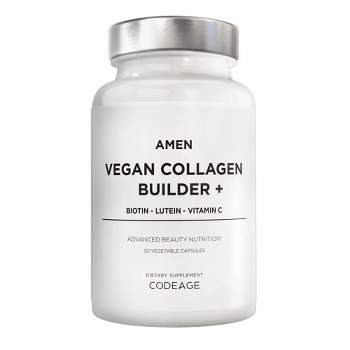 Amen Vegan Collagen Builder + Vitamin C, Biotin, Whole Foods, Beauty Supplement - 30ct