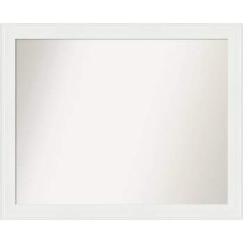 32" x 26" Non-Beveled Vanity White Narrow Bathroom Wall Mirror - Amanti Art