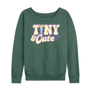 Women's - Polly Pocket - Tiny And Cute Lightweight French Terry Wide Neck Long Sleeve Shirt - 1 of 4