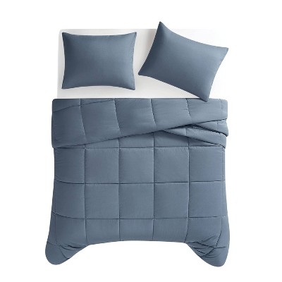 Twin Blue Microfiber Down Alternative Comforter Set