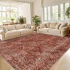 Washable Large Area Rug Vintage Living Room Bedroom Farmhouse Floral Retro Non-Slip Low Pile Distressed Indoor Carpet Home Decor - 2 of 4