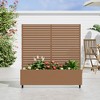 Lirago 4 ft. H x 4 ft. W Metal Planter Box privacy screen Garden Bed with Trellis and Wheels - Brown - 3 of 4