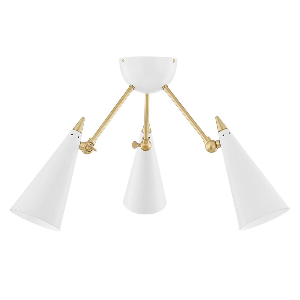 3Light Moxie Semi Flush with Shade Off White Mitzi by Hudson Valley Lighting For Sale