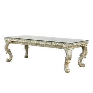 99" Vatican Dining Table Champagne Silver Finish - Acme Furniture: Glass Top, 8 Seats, Non-Extension - 1 of 4