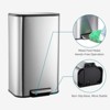Stainless Steel Trash Can with Lid, Step-On Pedal and Inner Bucket, Rectangular for Kitchen, Office, Living Room - 4 of 4