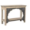 HomeRoots 56" Natural and Black Solid Wood Distressed Console Table With Shelf - 4 of 4