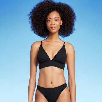 Women's Longline Triangle Bikini Top - Shade & Shore™ Black