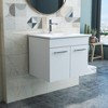 KWPZQEB Modern Wall-Mounted Bathroom Vanity with Sink Combo, Floating Cabinet with Double Doors & Long Metal Handles for Small Space, White - 3 of 4