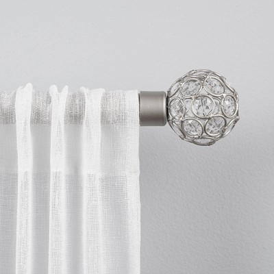 Photo 1 of 36&#34;-72&#34; Rings Adjustable Curtain Rod and Coordinating Finial Set Matte Silver - Exclusive Home