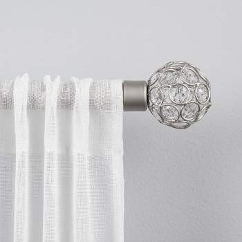 36"-72" Rings Adjustable Curtain Rod and Coordinating Finial Set Matte Silver - Exclusive Home