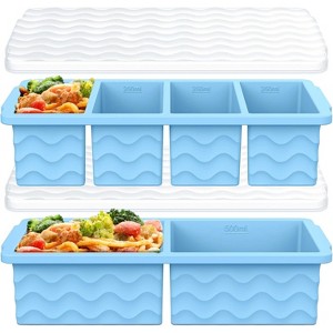 Silicone Freezer Molds with Lid, Large Ice Cube Trays for Food Storage, Freeze Portions for Meal Prep - 1 of 4