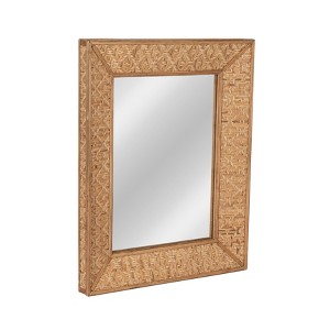 Storied Home Handwoven Rattan Rectangle Wall Mirror - 1 of 4