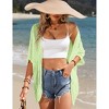 Womens Short Sleeve Cardigan Beach Cover Up Hollow-Out Sweater Cardigan Batswing Sleeve Cover Up Lightweight Cardigan - 4 of 4