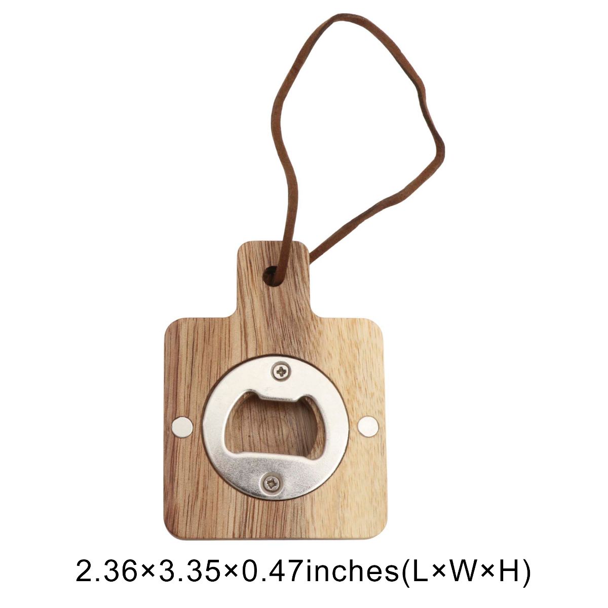 Unique Bargains Bottle Opener Magnetic Acacia-Wood Round Handle Magnet Wood Deep Brown 2.36"x3.35"x0.47" 1 Pcs - thumbnail 3