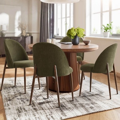 Set of 4 Modern Upholstered Dining Chairs with Walnut Metal Legs Armless Kitchen Chairs for Dining Room,Living Room,Indoor Furniture-Tanpinhause