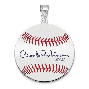 Black Bow Jewelry Sterling Silver Brooks Robinson Signature MD Enamel Baseball Pendant - 1 of 4