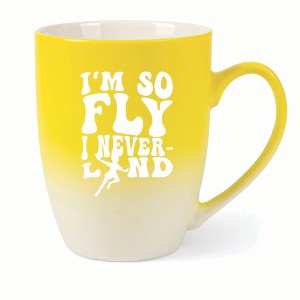 Elanze Designs I'm So Fly I Neverland Two Toned Ombre Matte 10 ounce New Bone China Coffee Tea Cup Mug, Yellow and White - 1 of 4