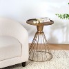 HOLLOW EDGE RETRO ART PINE SIDE TABLE, ANTIQUE GOLD + NATURAL COLOR - 2 of 4