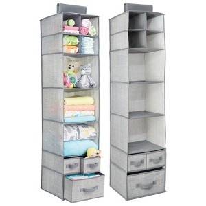 mDesign Fabric Nursery Hanging Organizer with 7 Shelves/3 Drawers - 1 of 4