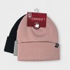 Canada Weather Gear Girl's 3-Pack Beanie - Warm Winter Knit Hat Set for Girls - Soft, Stylish & Cozy - Pink, Grey, Black - 4 of 4