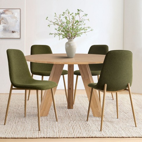 Oslo Dining Chairs Set Of 4 green Linen Dining Chair With Oak Metal Legs maison Boucle Target