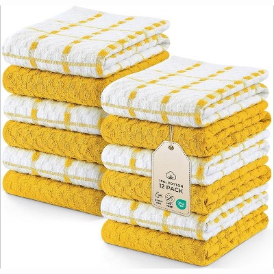 12-Pack Kitchen Towels, Ring Spun Cotton Super Soft and Absorbent Linen Dish and Tea Towels, 15x25 Inches