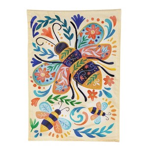 Patterned Bee Linen Garden Flag - 1 of 4