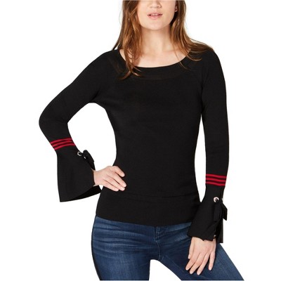 I.N.C International Concepts Womens Stripe Sleeve Pullover Sweater, Black, Small