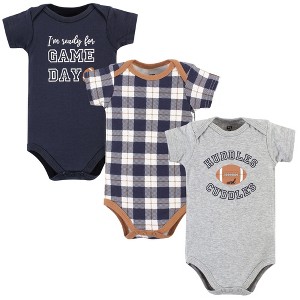 Hudson Baby Infant Boy Cotton Bodysuits, Football Huddles 3-Pack - 1 of 4