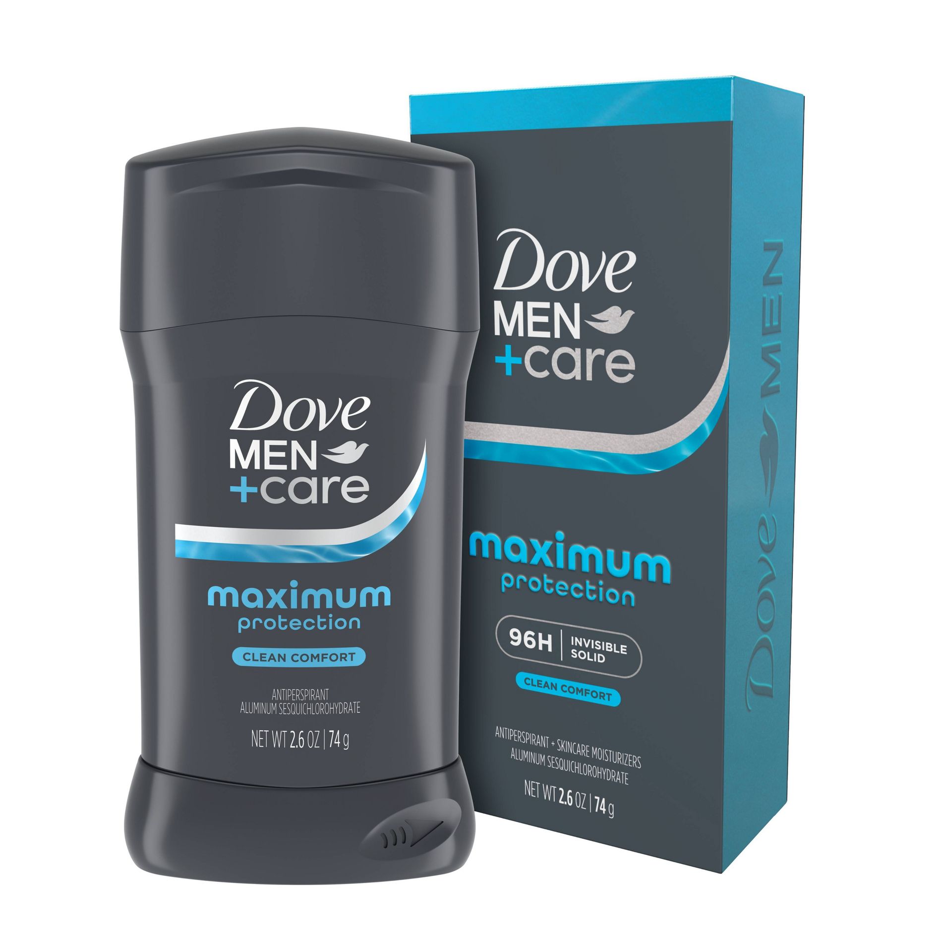 Dove Men+Care Maximum Protection 96-Hour Antiperspirant Stick - Clean Comfort - 2.6oz: Paraben-Free, Under Arm Use
