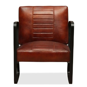 VidaXL Industrial-Style Lounge Chair - Brown Leather Seat, Foam-Padded Comfort, Rugged Design, Sturdy Steel Frame - 1 of 4