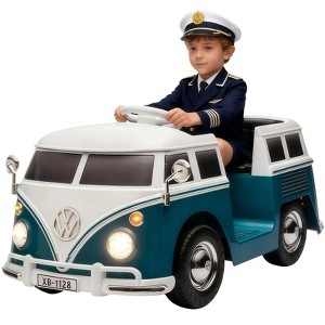 Jojoka 6V Licensed Volkswagen T1 Bus Ride-On Car for Kids with LED Lights, Horn, Music & Two Speeds, Battery Powered - 1 of 4