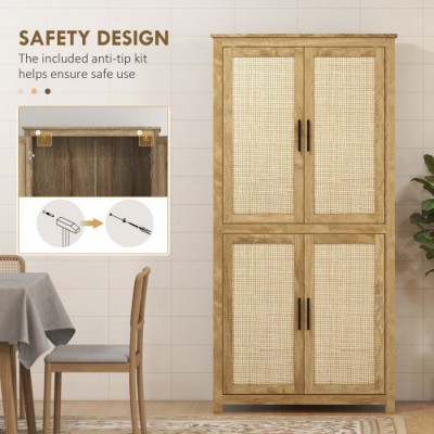 LunaLulinlk 64" Rattan Kitchen Storage Cabinet