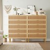 Rattan 5 Drawer Dressers for Bedroom, Tall Dresser with Deep Drawers, Large Chest of Drawers for Closet with Wide Top, Long Wooden Dresser - 3 of 4