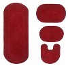 Double Ruffle Bathroom Rugs Set, Washable Rug, Extra Soft and Absorbent bath Rug, Kitchen Mat, Bath Mat Set,Non-Slip, 4 Pcs Set with Contour, Red - 2 of 4