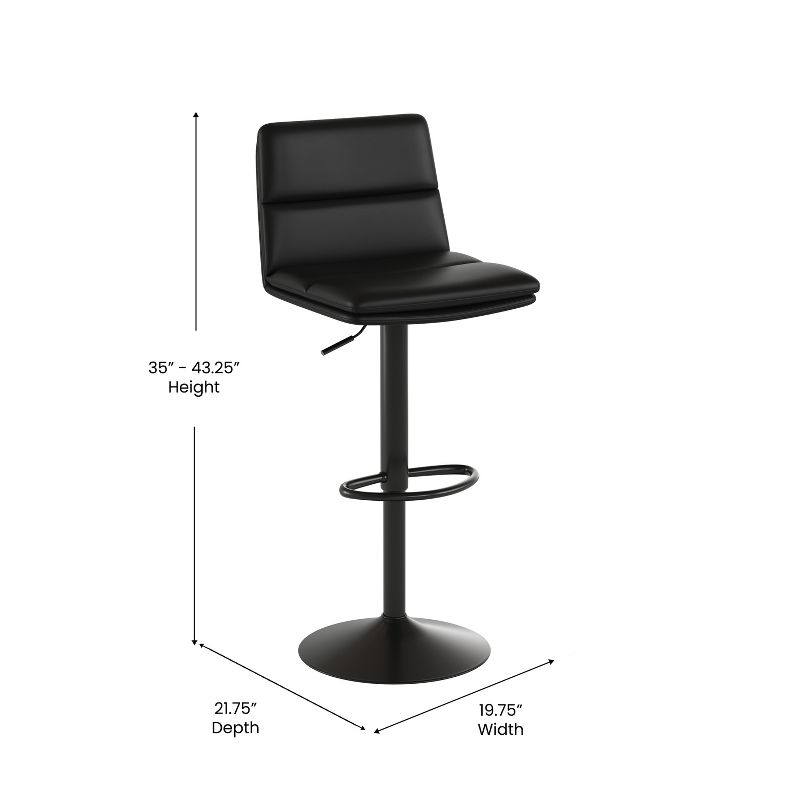 Emma and Oliver Set of Two Upholstered Height Adjustable Swivel Mid-Back Stools with Comfortable Foam Padding and Steel Base, 3 of 6