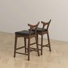 Solid Wood PU Upholstered Mid-Century Modern Square Bar Chair (Set of 2) with Cushioned Seat, Curved Backrest and Footrest - 4 of 4