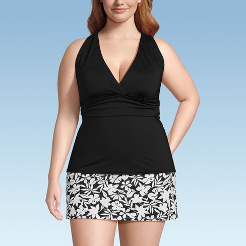 Lands' End Women's Chlorine Resistant Plunge X-back Tankini Swimsuit ...