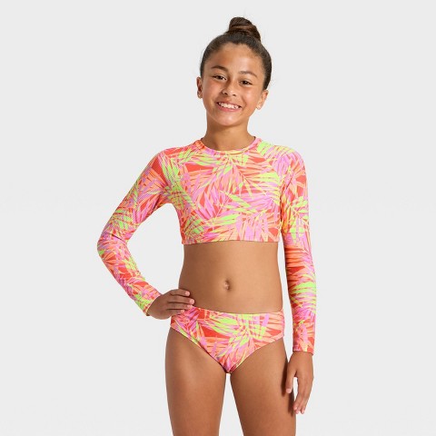 Cat & Jack Girls' Summer Palms Print Swimwear Set - Cat & Jack™ M