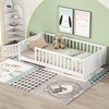 NicBex Twin Size Wooden Floor Bed, Modern Platform Bed Frame with Book Storage Rack and Guardrail for Boy and Girl - 2 of 4