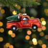 Northlight Vintage Ford Truck with Frosted Tree Glass Christmas Ornament - 4" - Red and Black - 2 of 4