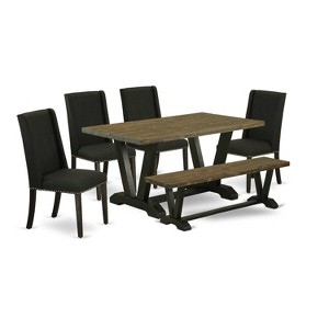 HomeStock 6-Pc Multi-Color Solid Wood Top-Rectangular Upholstered Dining Room Set-Seats 4 - 1 of 4