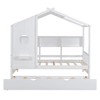KWPZQEB House Bed Frame with Storage Shlef, Wooden Montessori Bed with Trundle & Fence for Kids, No Box Spring, Easy Assemble - 4 of 4
