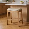 HomeRoots 26" Beige and Natural Faux Leather and Solid Wood Backless Counter Height Bar Chair - 2 of 4
