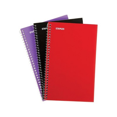 Staples 1-Sub Notebook 7x 5 Collg Ruled 80 Sh Asst 3/pk TR11670M/11670