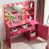 Vanity Desk with Mirror and Lights, Dressing Table with 2 Open Shelves, 2 Drawers, 1 Makeup Stool 10pcs Lighting Bulbs for Dressing Room - 3 of 4