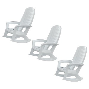 Semco Rockaway Heavy-Duty Outdoor Rocking Chair w/Low Maintenance All-Weather Porch Rocker & Easy Assembly for Deck and Patio, White (3 Pack) - 1 of 4